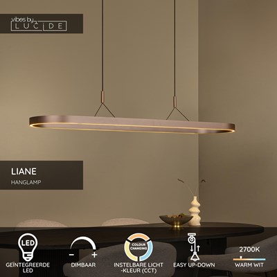 Lucide LIANE - Hanglamp - LED Dimb. - CCT - 2x40W 2700K/4000K - Roest bruin | Vibes